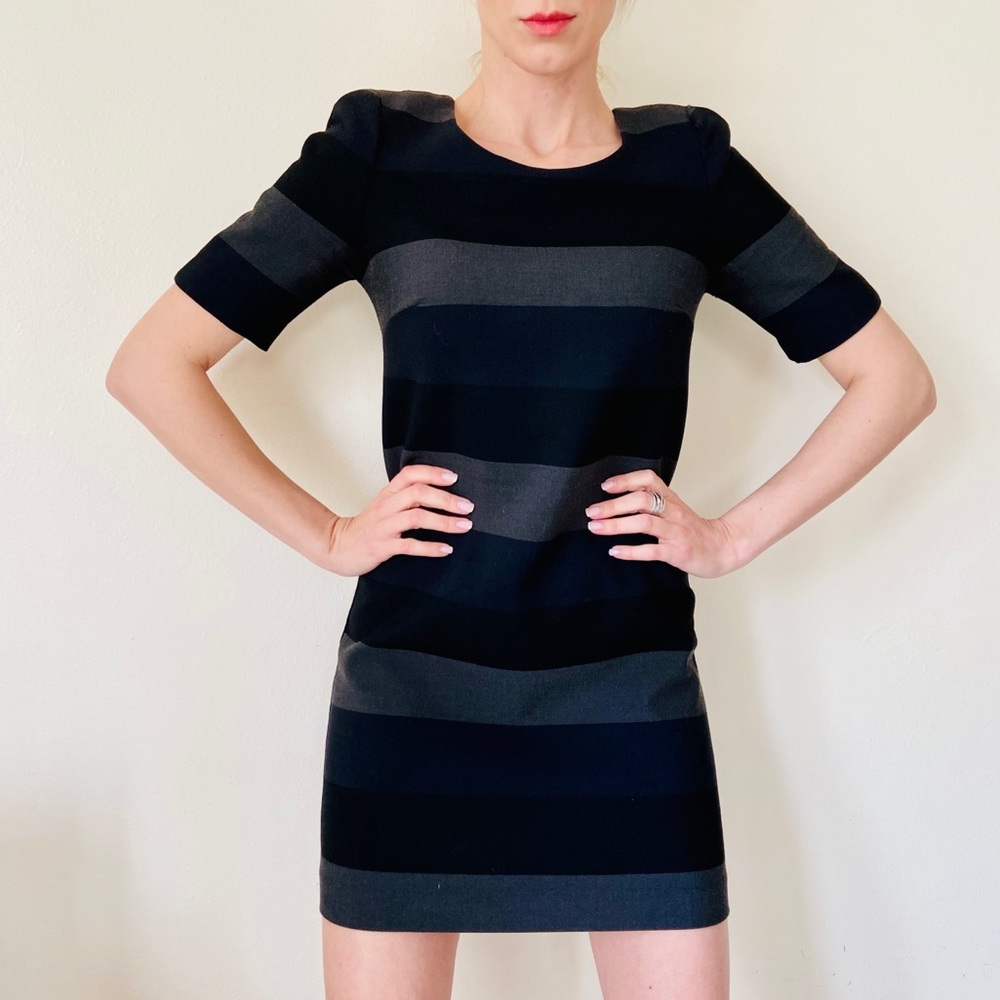 Bailey 44 Black Gray Stripe Stretch mini dress